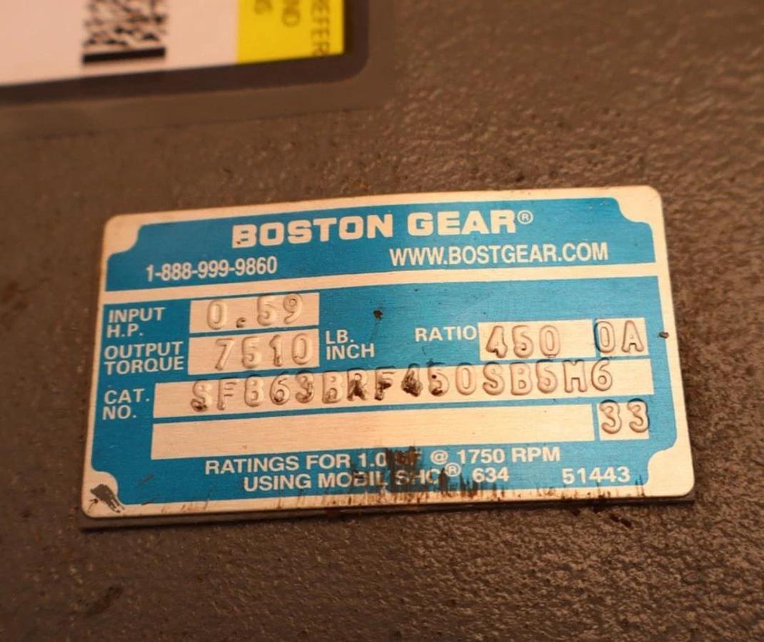 Boston Helical Worm Speed Reducer Gear Box SF863BRF450SB5M6 450:1 .59hp (NEW)