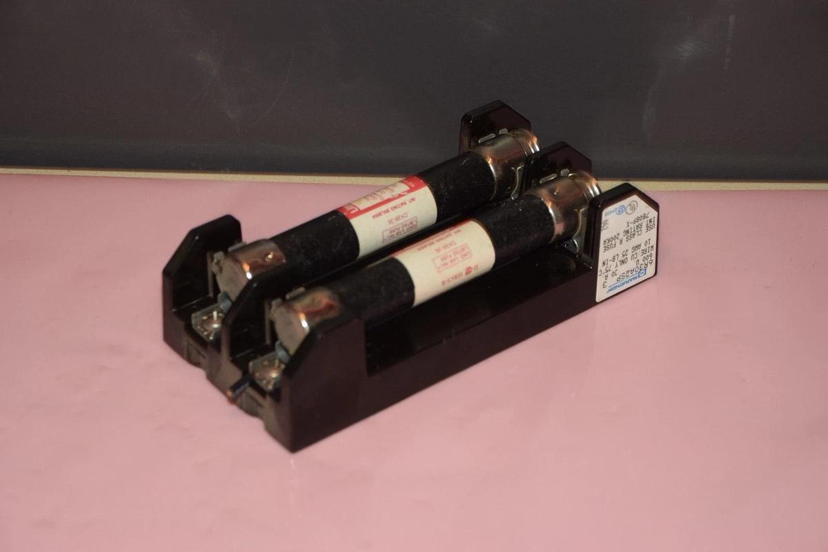 Used Marathon 6R30A2SP 30 Amp Fuseholder with FLSR1, slo-blo, fuses, fuse
