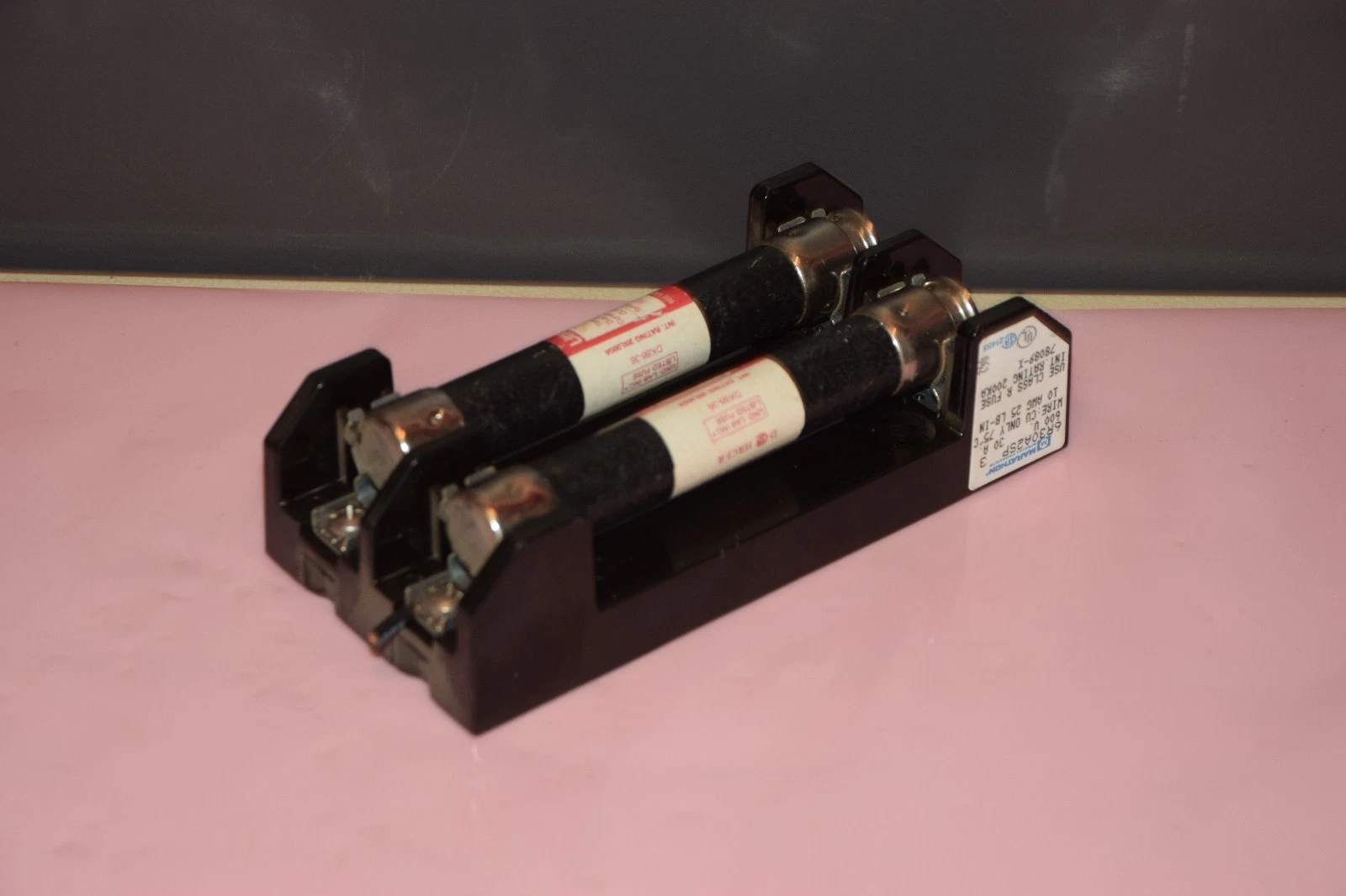 Used Marathon 6R30A2SP 30 Amp Fuseholder with FLSR1, slo-blo, fuses, fuse