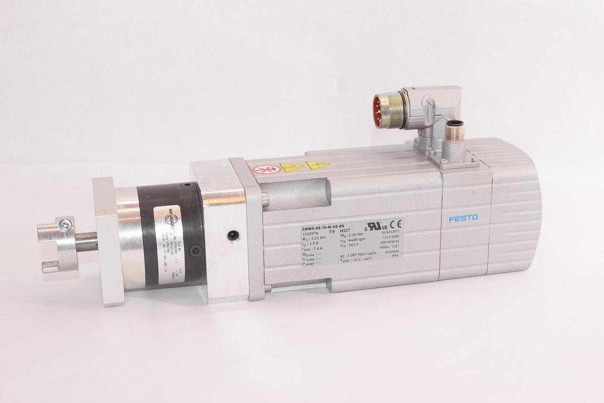 Used FESTO EMMS-AS-70-M-HS-RS Servo Motor With PLE60 Gearhead