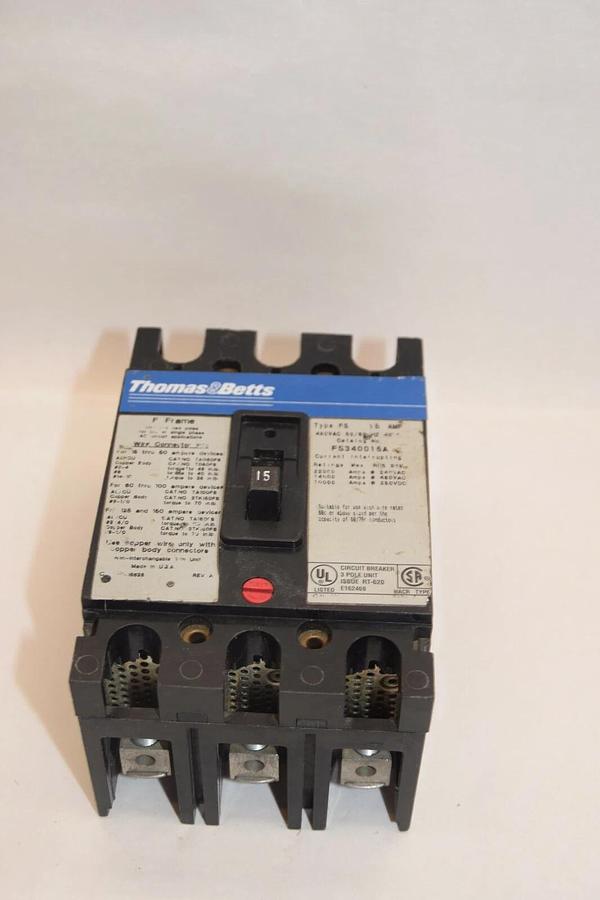 (NEW) THOMAS & BETTS FS340015A 15A 480V 3 Pole F-Frame Breaker