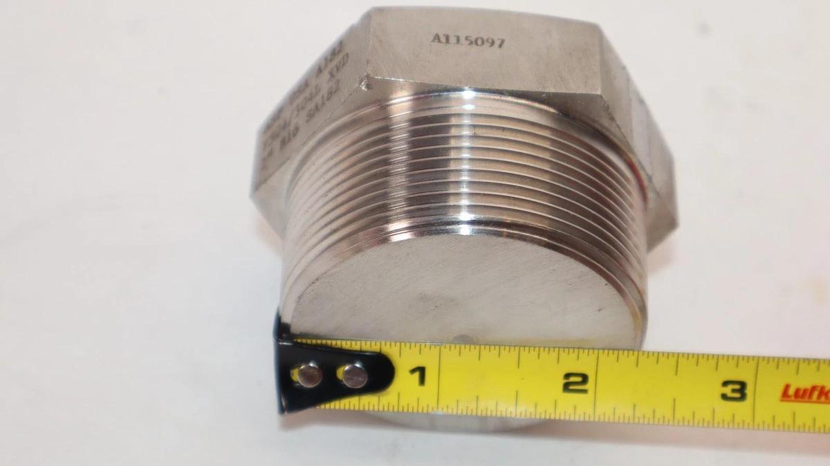 Hex Head Plug 2" Fitting Pipe Stainless Steel USA F304/304L XVD B16 SA182 (New)