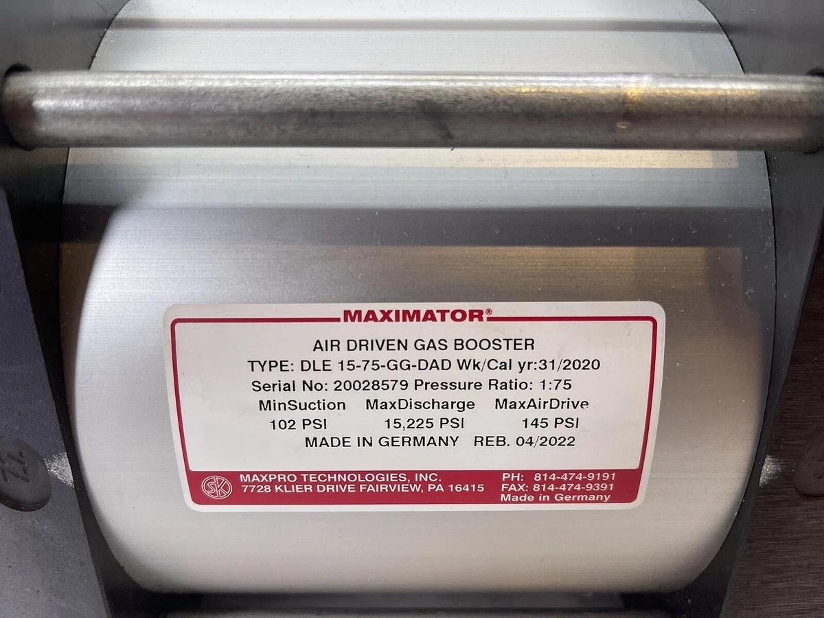 Maxpro Technologies Maximator DLE 15-75-GG-DAD Air Driven Gas Booster  1:75