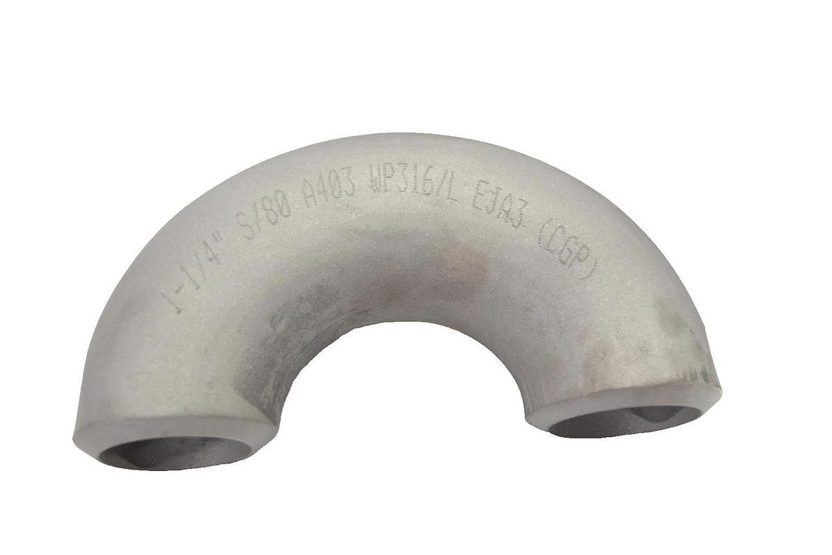 MRC 180° 1-1/4" SS weld Fitting Stainless Seamless Buttweld S/80 A403 WP316/L