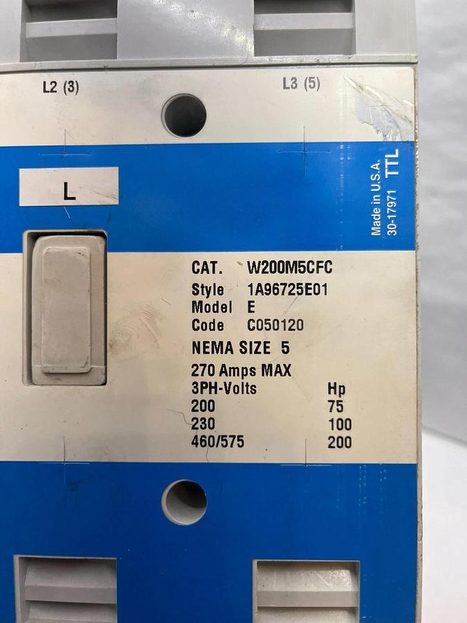 Cutler-Hammer Westinghouse W200M5CFC Size Sz 5 Motor Starter 1A96725E01 *REFURB*