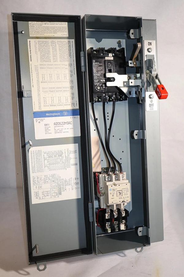 Westinghouse Motor Control Starter Disconnect Size Sz 2 A206J2MGAC 50a 25hp NOS