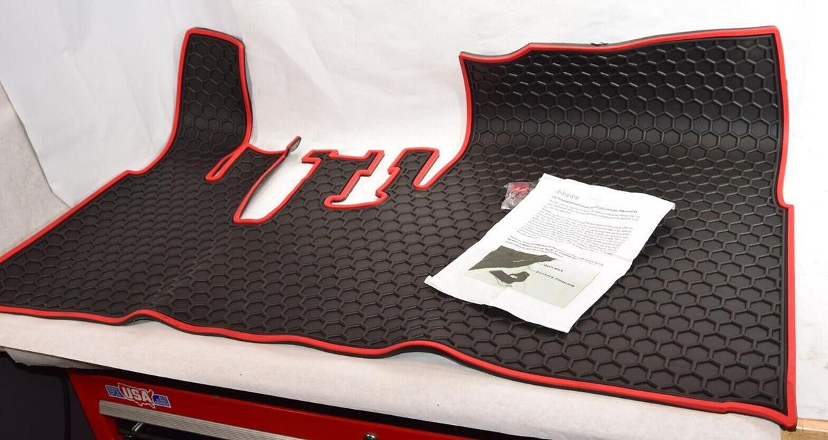 (NEW) MATERICUO X0033JVJD Full Coverage Custom Fit Golf Cart Floor Liner Mat Red