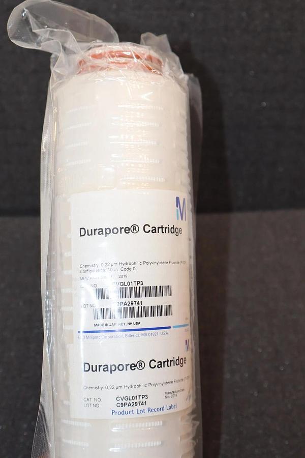 (NEW) DURAPORE CVGL01TP3 0.22um Hydrophilic Polyvinylidene Fluoride Cartridge