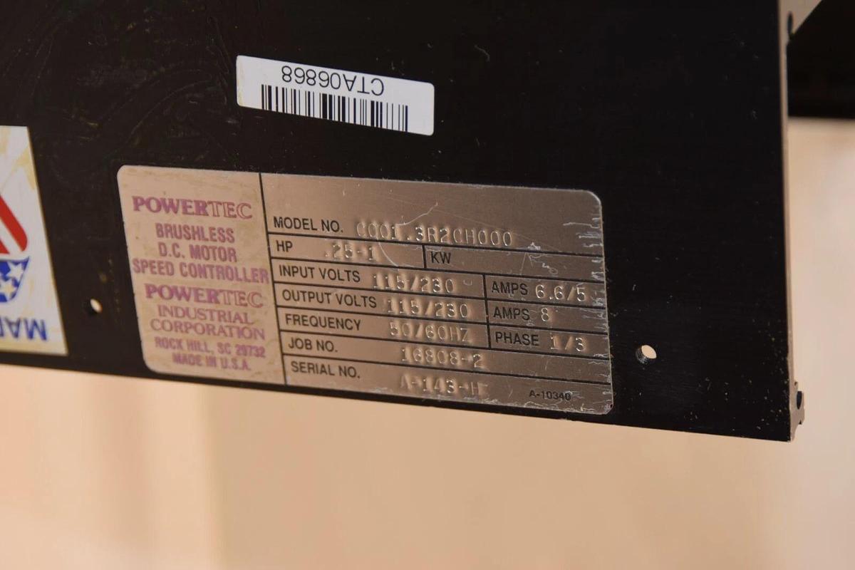 Used POWERTEC C001.3R2CH000 Brushless Speed Controller .25-1hp Ph: 1/3 115V