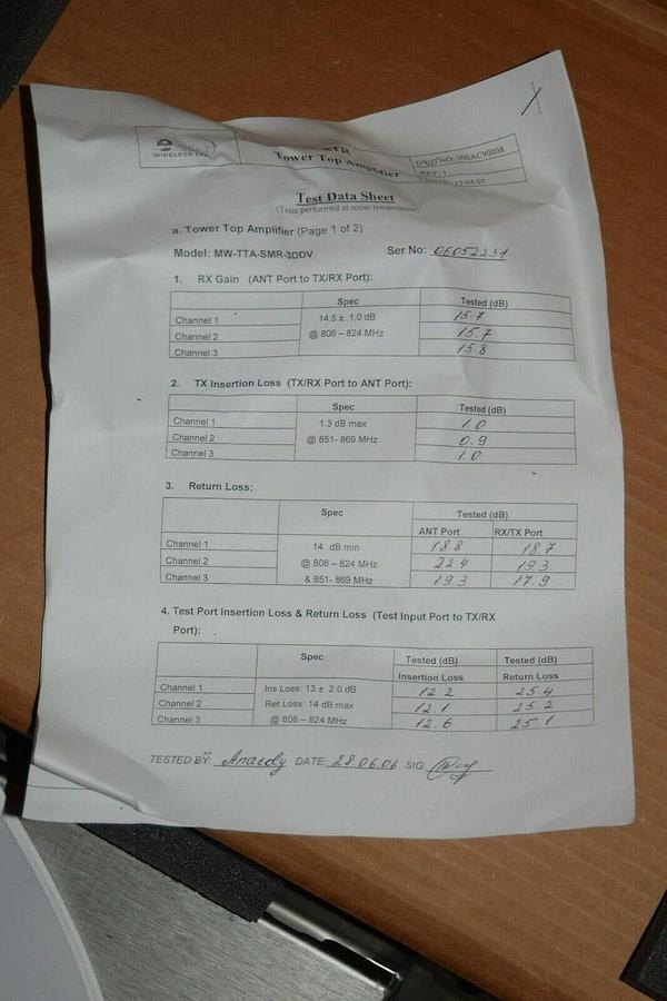 (NEW) DEKOLINK MW-TTA-SMR-3DDV MWTTASMR3DDV Tower Top Amplifier System