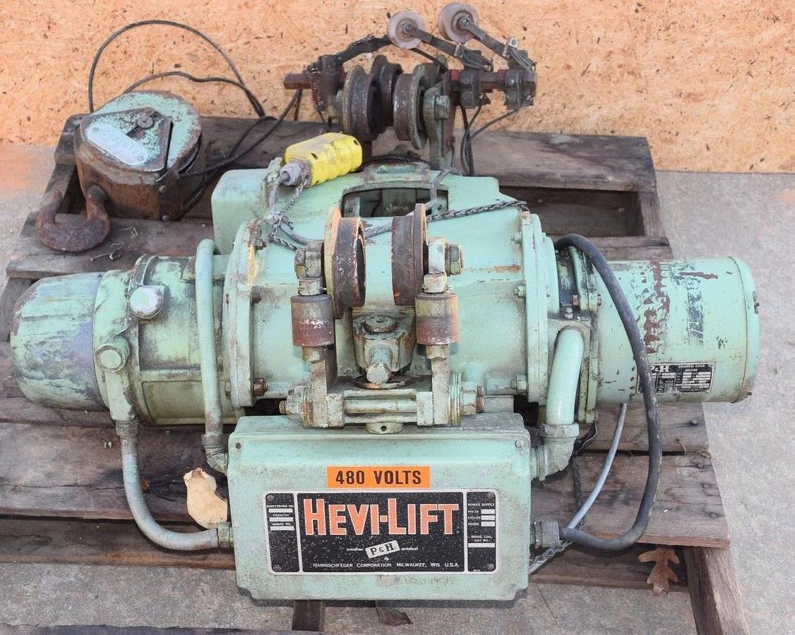 Used P&H HEVI LIFT TROLLEY ELECTRIC HOIST 3000 LB  1 1/2 ton 220v 440v 460v HRA-2