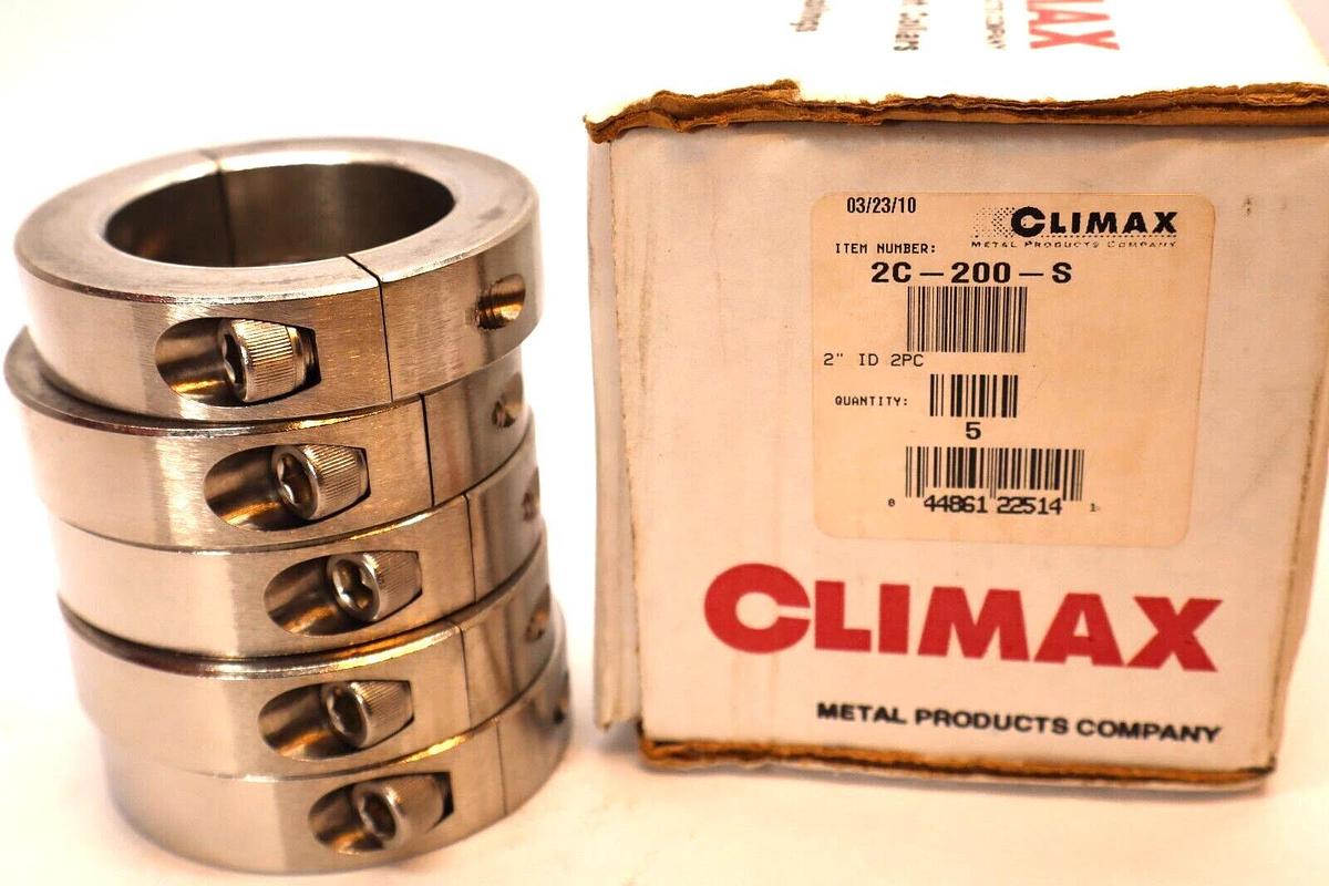 (NEW - Box of 5) CLIMAX 2C-200-S , 2C200S Stainless Steel 2" Clamping Collar