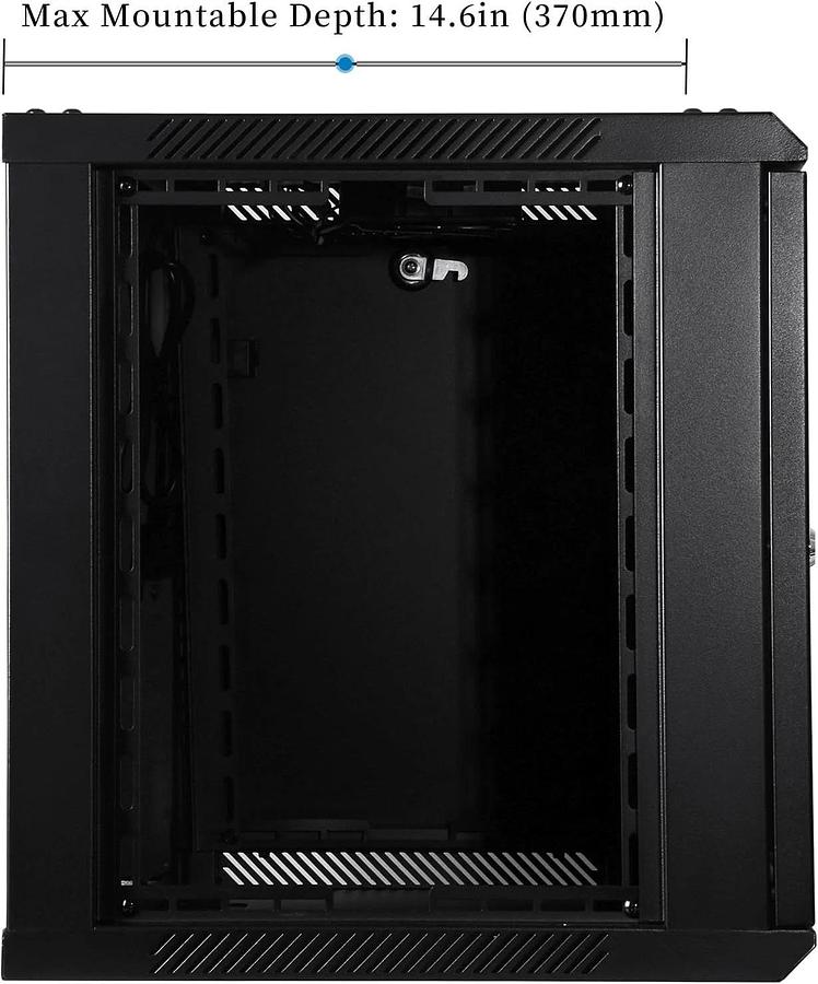 RackPath 12U Wall Mount Rack Enclosure, Cooling Fan Brand New