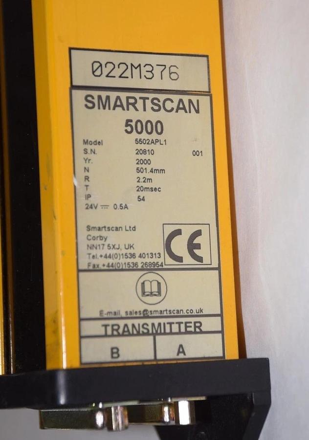 Used SMARTSCAN 5000 INFRARED SENSING LIGHT CURTAIN 5502APL1 Transmitter