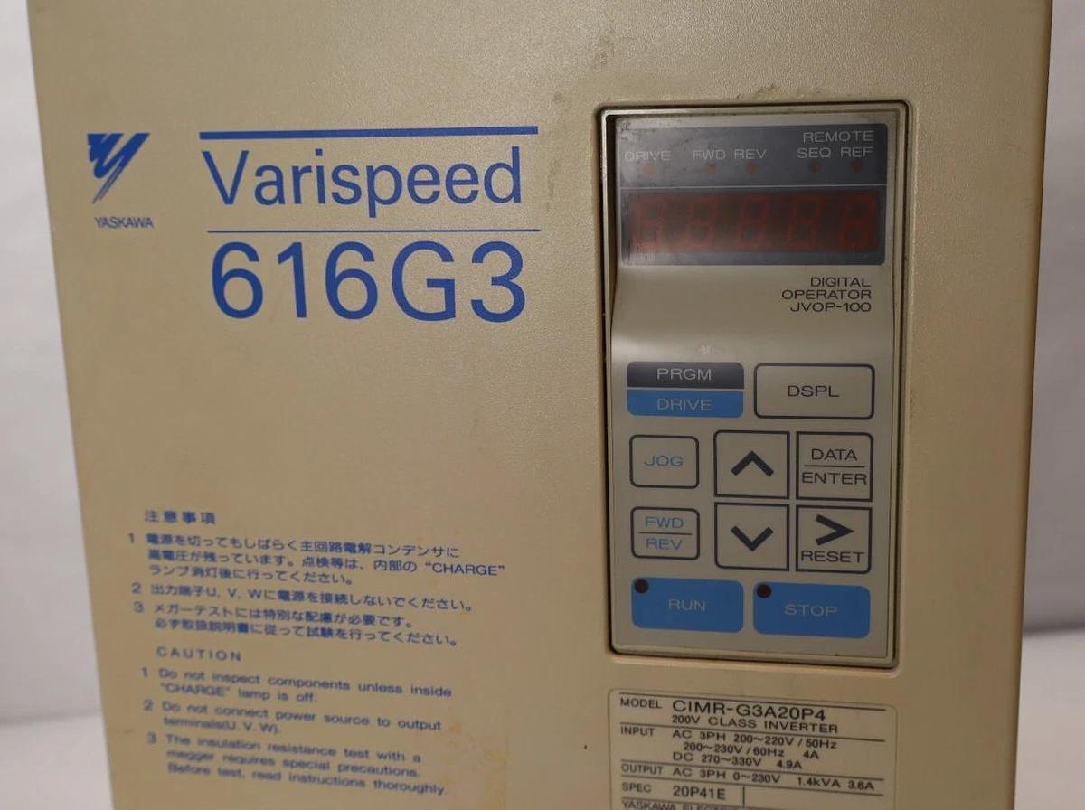 Used Yaskawa Varispeed 616G3 AC Drive 200v Class Inverter CIMR-G3A20P4 1.4kVA 3ph