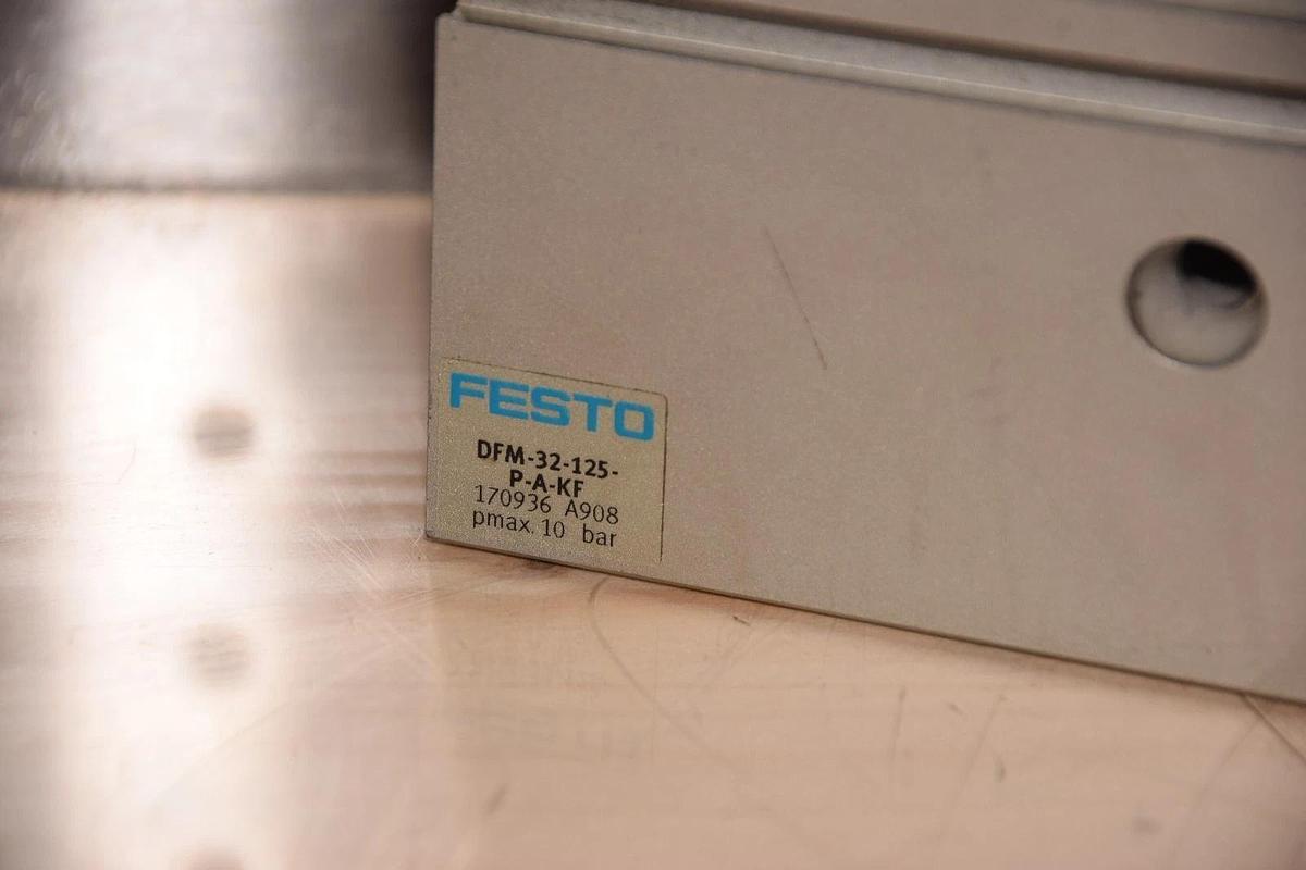 Used FESTO DFM-32-125-P-A-KF Pneumatic Guided Linear Drive Glide gripper cylinder