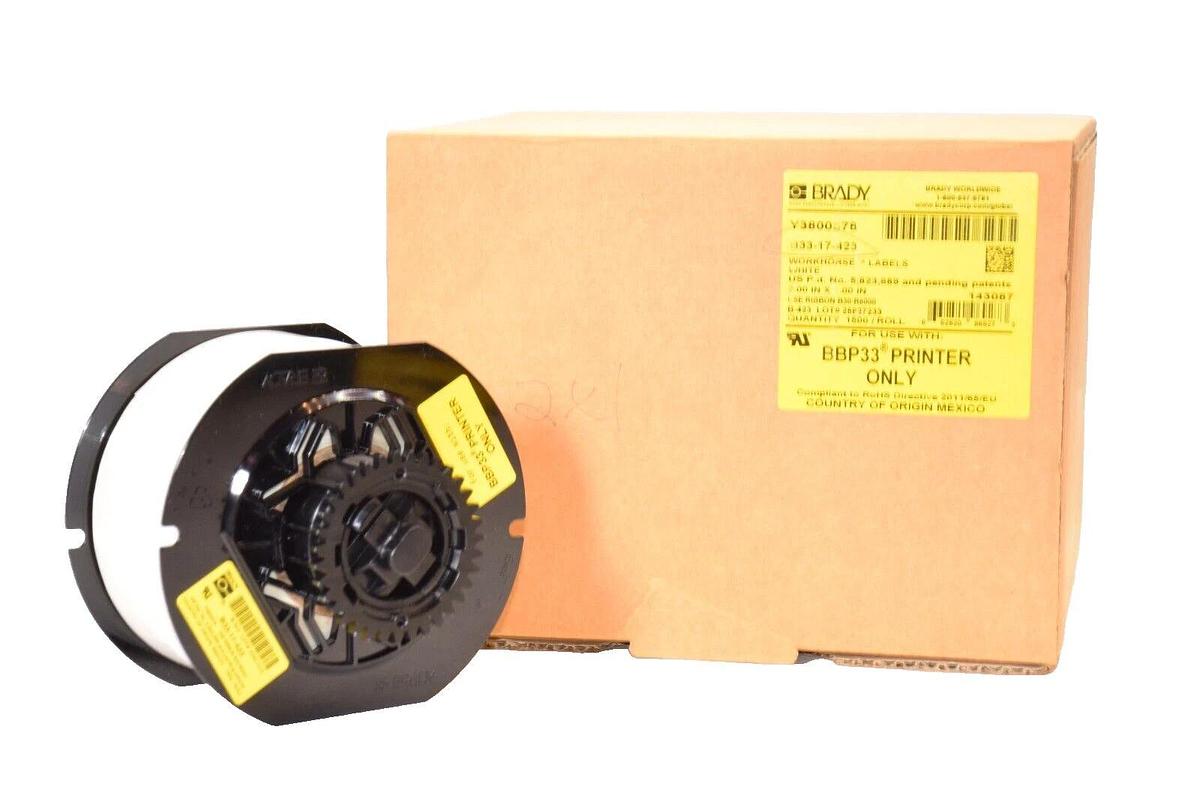 (NEW) BRADY B33-17-423 2.00" x 1.00" White Workhorse Labels