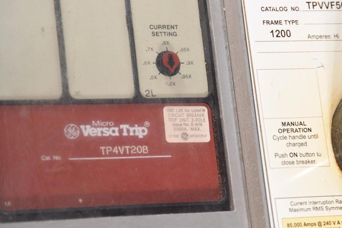 Used GE GENERAL ELECTRIC TPVVF5612B 1200A Amp 3P PowerBreak Circuit Breaker TP4VT20B