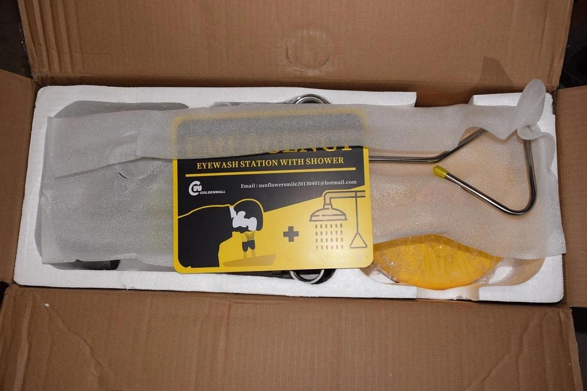 Cgoldenwall Emergency Safety Eye Wash Station w/ Shower Combination s/s (NEW)