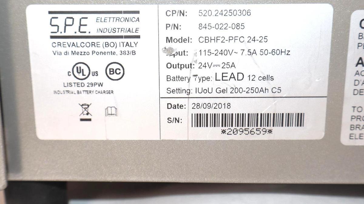 Used BTI Elite Pro Series High Frequency 24V Batter Charger CBHF2-PFC 24-25 12 Cell