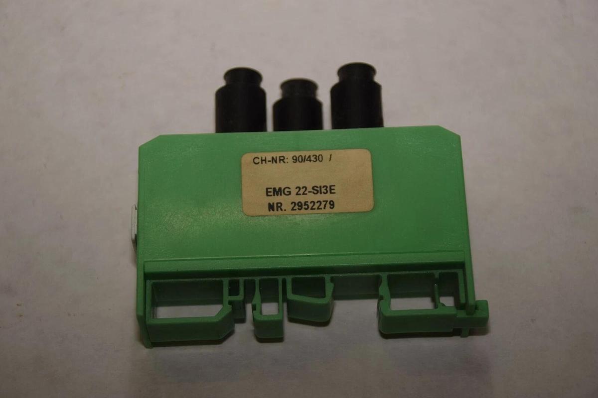 Used PHOENIX CONTACT EMG 22-SI3E 2952279 3 CARTRIDGE FUSE MODULE