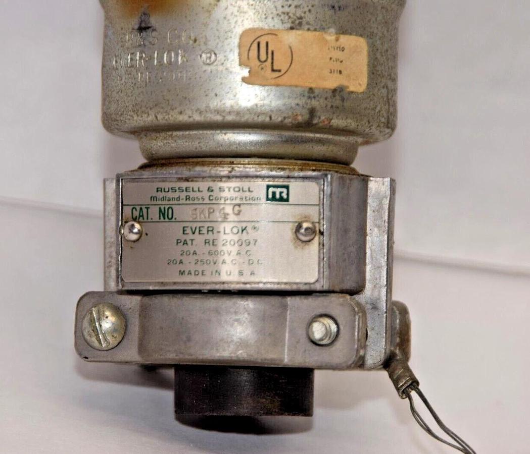 Used RUSSELL & STOLL SKP 4G SKP4G SKP-4G Ever-Lok Plug 20A 20 Amp 600v 250v