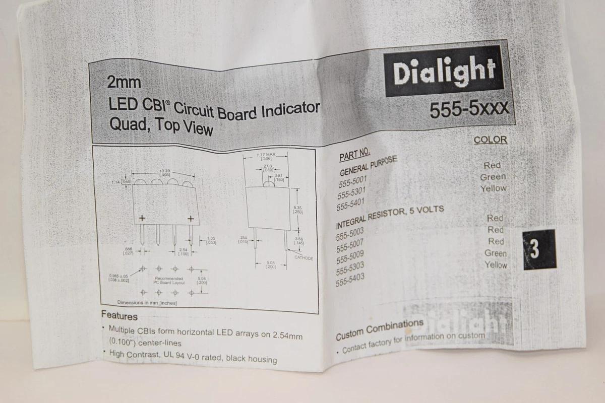 (NEW - Lot 160) DIALIGHT 555-5 555-5xxx Green LED CBI Circuit Board Indicator