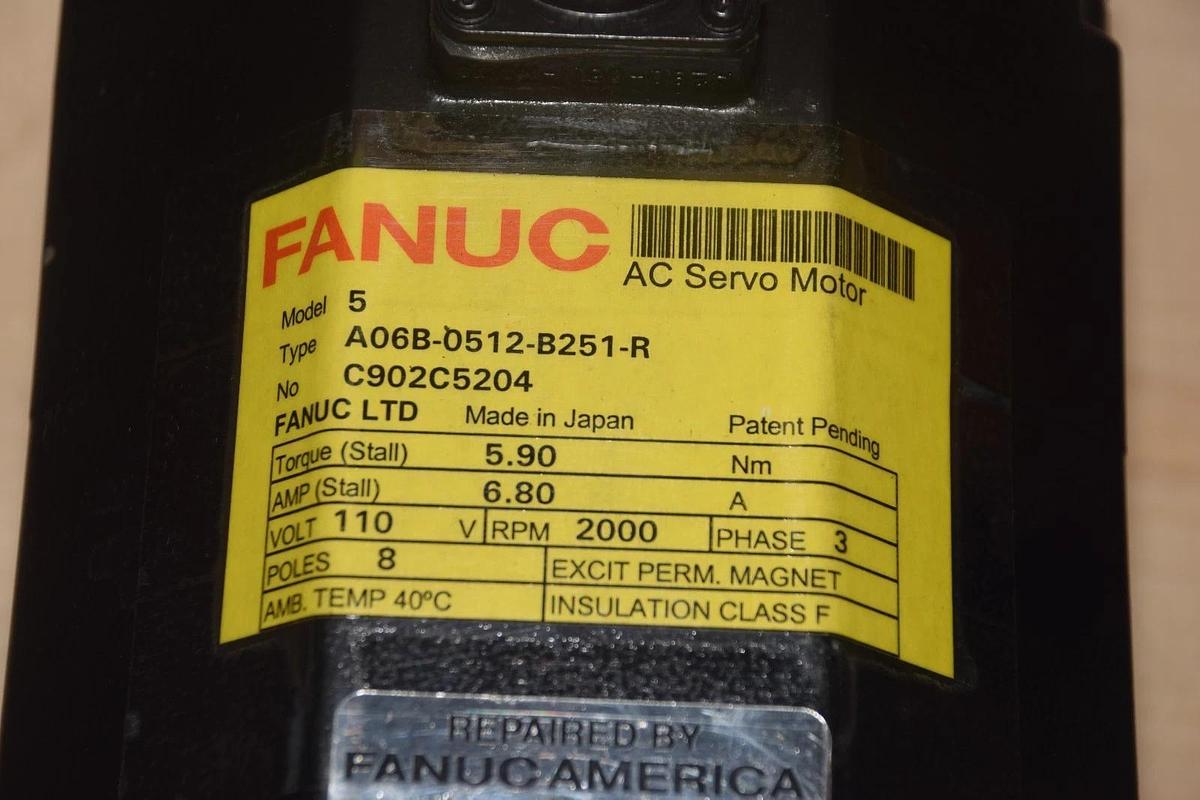Refurbished FANUC ROBOTICS, AC SERVO MOTOR, Model 5, A06B-0512-B251-R, Coder A860-0320-T111