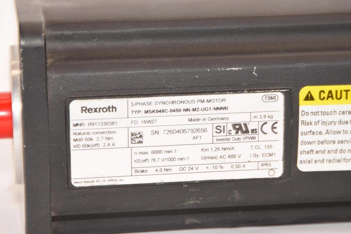 (NEW) REXROTH MSK040C-0450-NN-M2-UG1-NNNN 3 Phase Synchronous PM-Motor