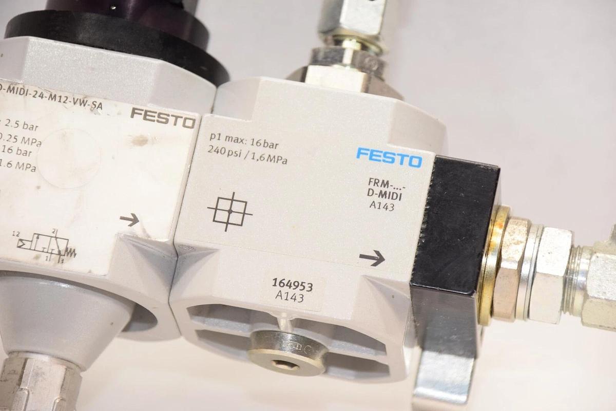 Used FESTO HEE-D-MIDI-24-M12-VW-SA 539915 SA-219181 On/Off Valve W/ IFM PN7004 Sensor