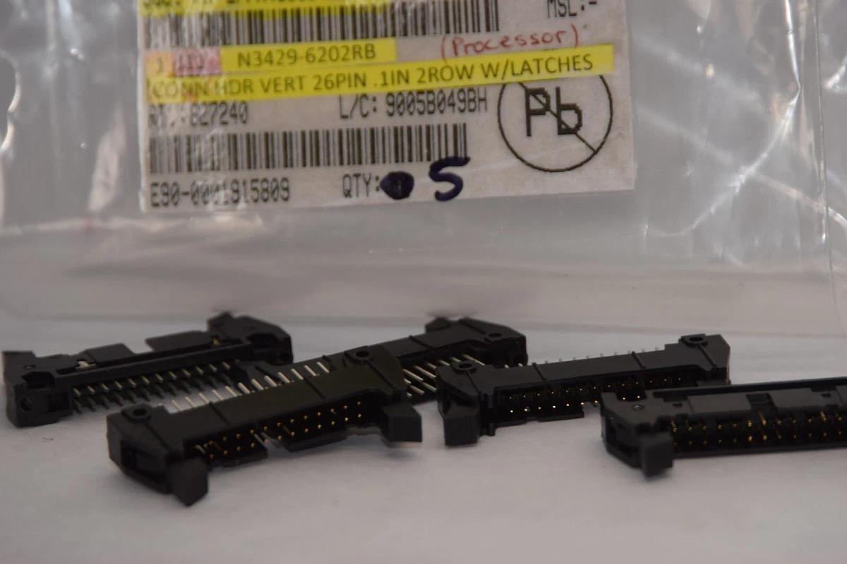 (NEW - Lot of 5) 3M 3429 , N3429-6202RB Connector Header Vertical 26 Pin 1" 2Row