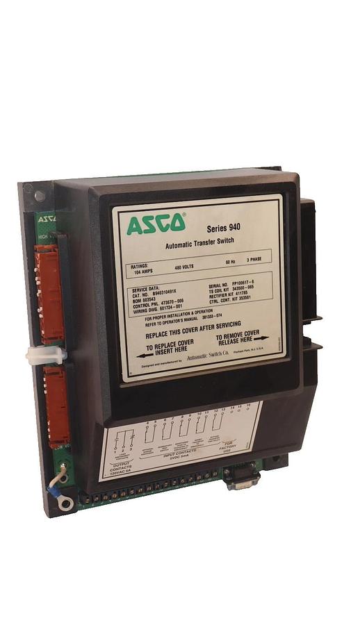 Used ASCO B940310491X 104A 480V 60Hz 3 Phase Series 940 Automatic Transfer Switch