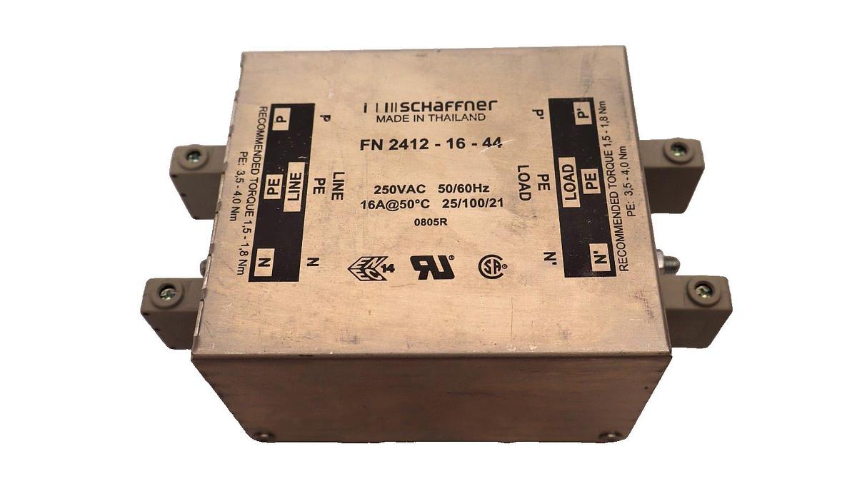 Used Schaffner FN 2412-16-44 , FN24121644 250Vac 50/60Hz Power Line Filter