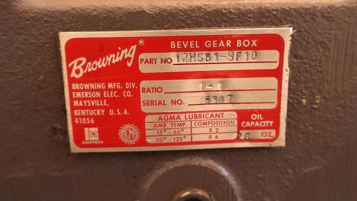 Refurbished BROWNING Bevel GEAR BOX SPEED REDUCER 12HSB1-SF10 Ratio 1:1 90 Degree (Refurb)
