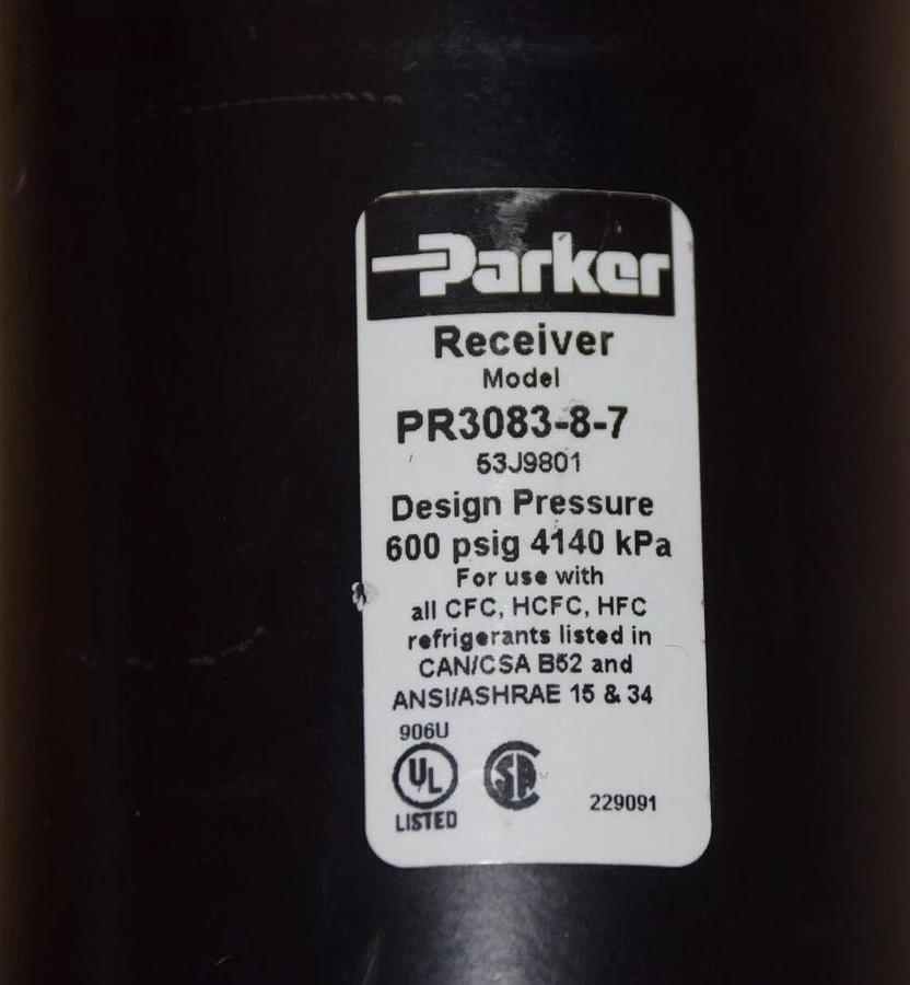 Parker Receiver accumulators PR3083-8-7, 53J9801 600psi  CFC, HCFC, HFC