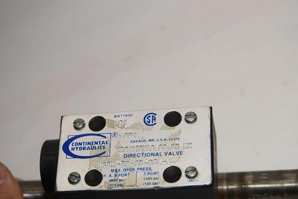 Used CONTINENTAL HYDRAULICS VS511-3F-GB-60L-J 21Watt Directional Valve *No Coils*