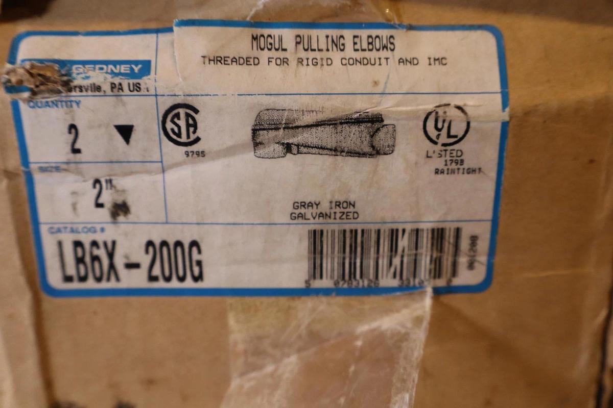 O-Z Gedney LB6X-200G 2" Conduit Mogul Pulling Elbow Gray Iron Galv (New - Box 2)