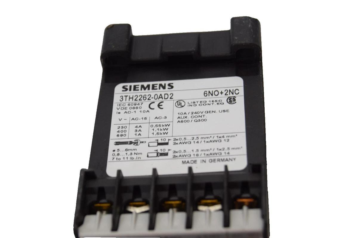 Used Siemens 10A Contactor 3TH2262-0AD2 3TH22620AD2