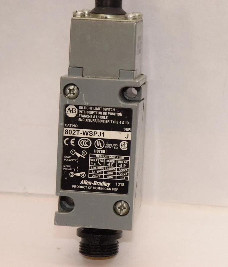 Used ALLEN BRADLEY 802T-WSPJ1 802TWSPJ1 Series J Oil Tight Limit Switch