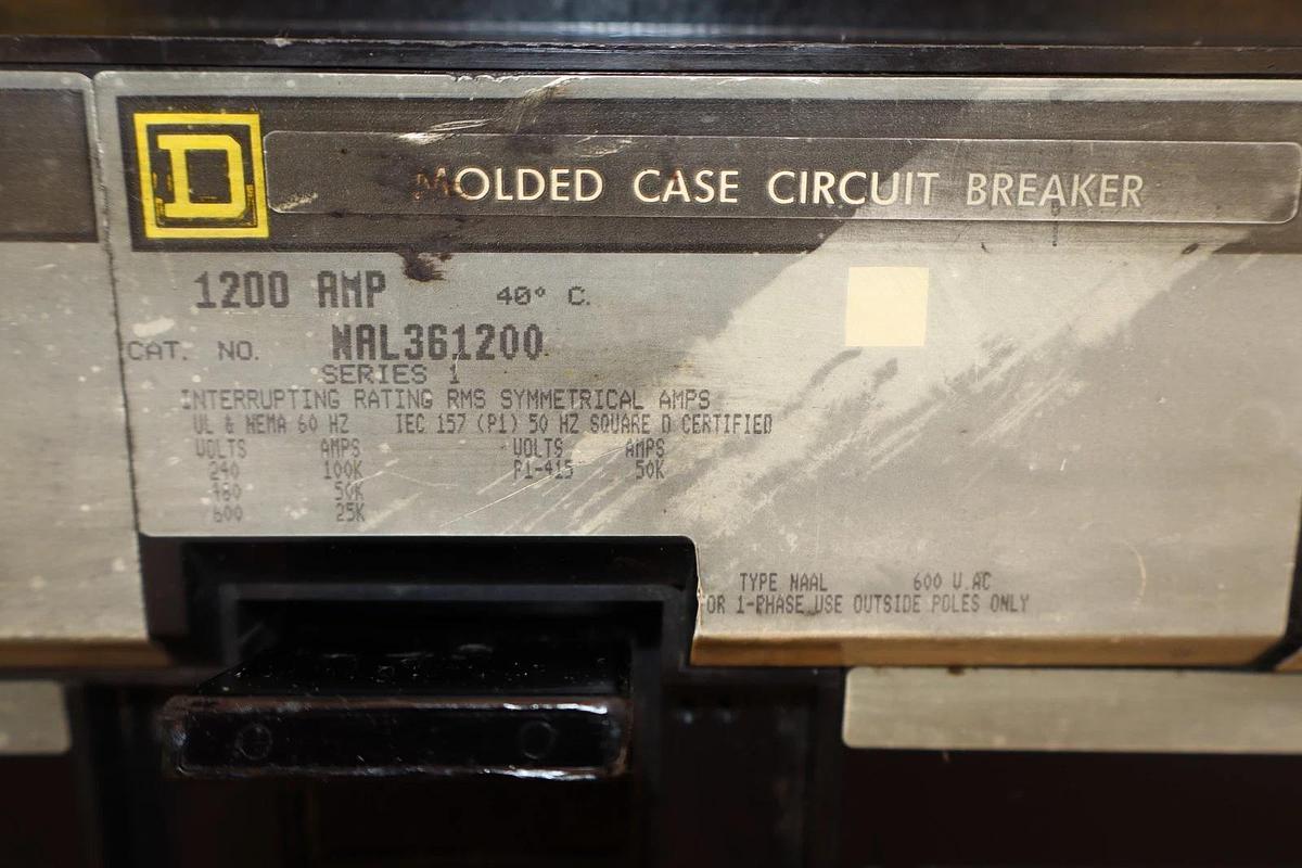 Used Square D Ciruit Breaker 1200A NAL361200 1200 Amp Ser 1 600v