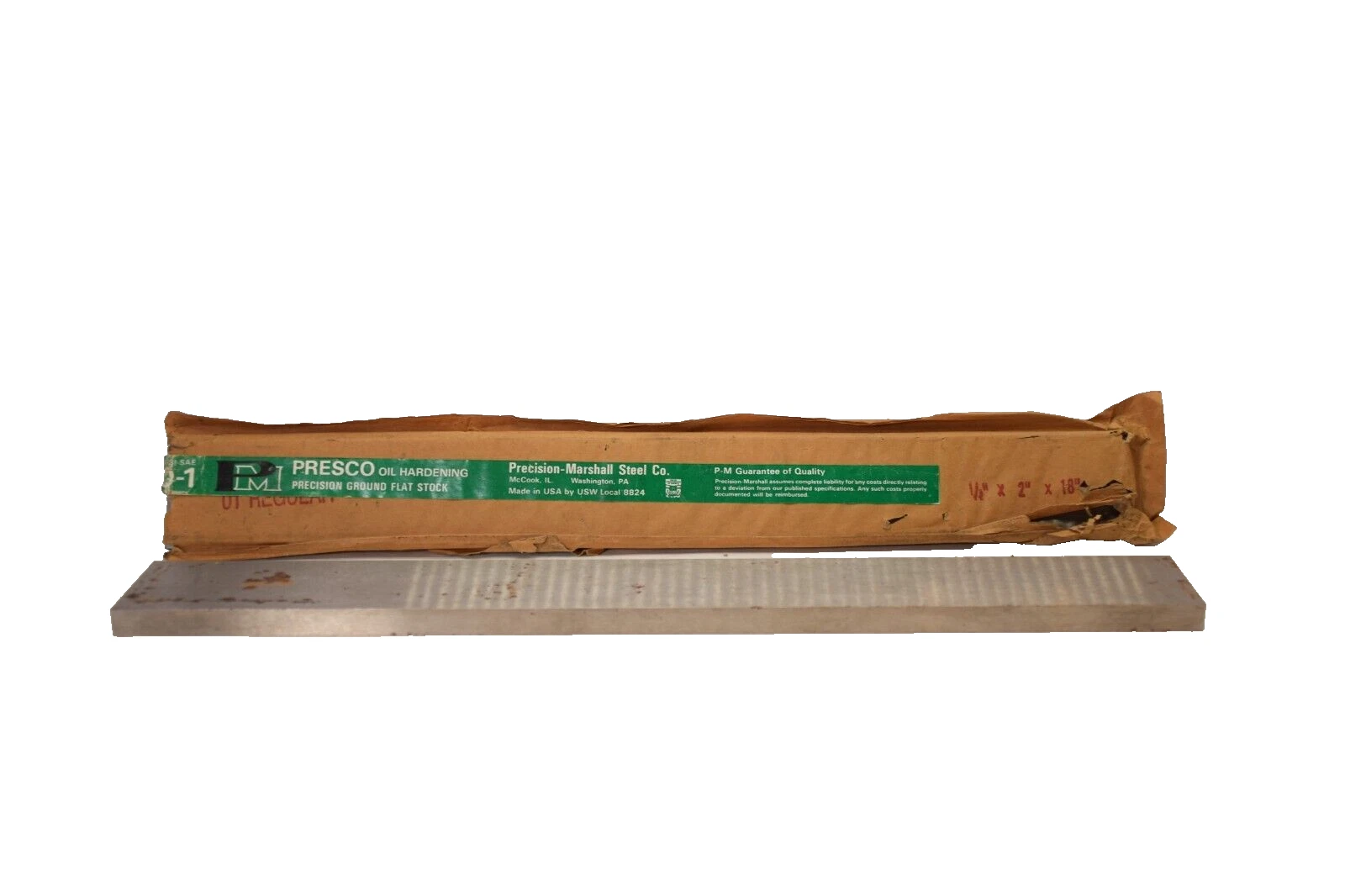 PRESCO 1/2" x 2" x 18" Oil Hardening Steel Precision Ground Solid Bar Flat Stock