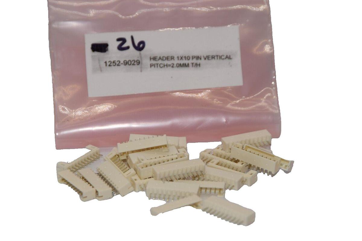 (NEW - Lot of 26) 1252-9029 Header 1x10 Pin Vertical 2.0mm