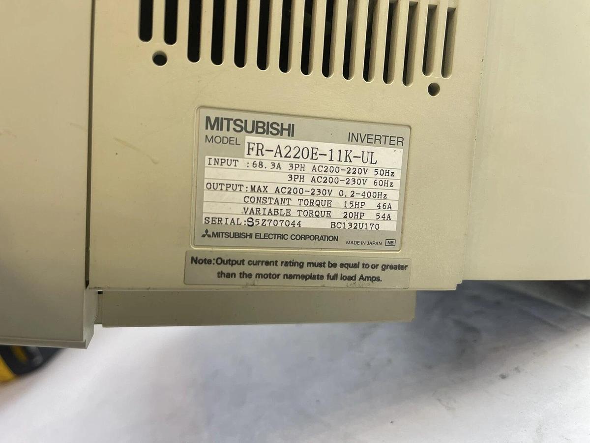 Used Mitsubishi FR-A220E-11K-UL 20HP Freqrol A200 Inverter Drive  FR-A220E-11K-UL