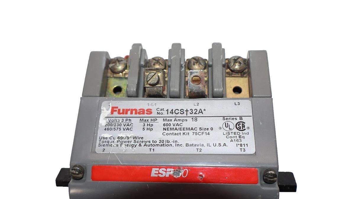 Furnas Size 0 Starter Sz 0 14CS+32A 3Ph 18Amp 200/230v 460/575v