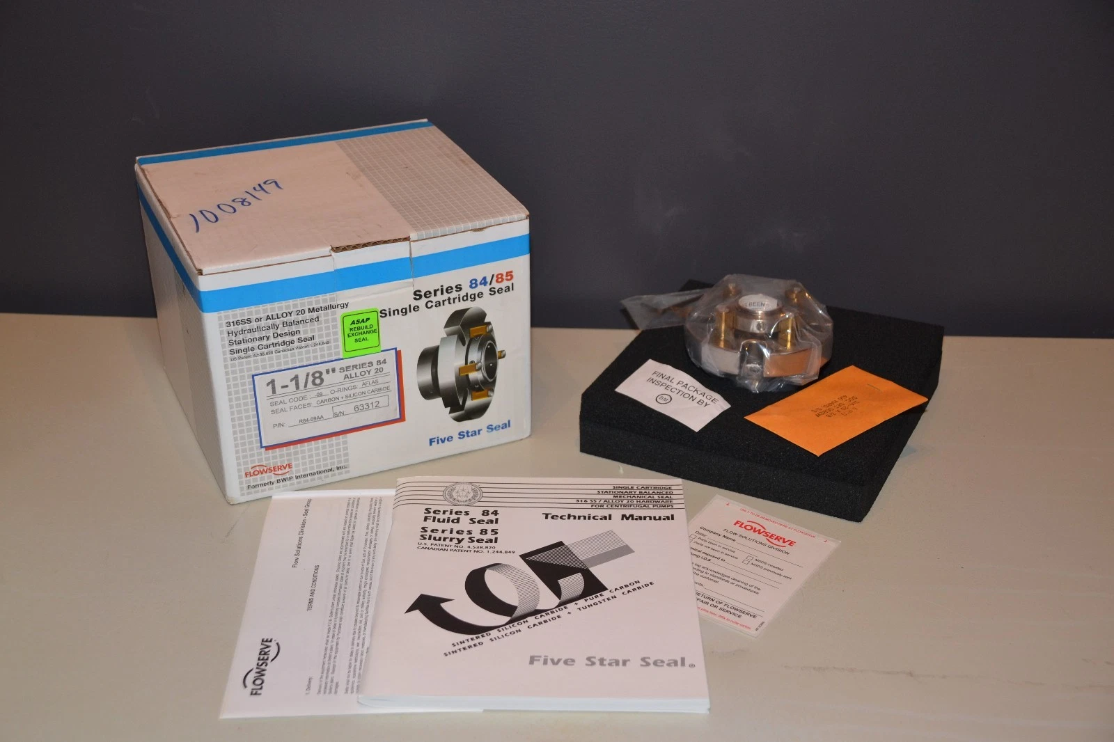 Flowserve Single Cartridge Five Star Seal R84-09AA Ser. 84 Alloy 20 1-1/8" NEW