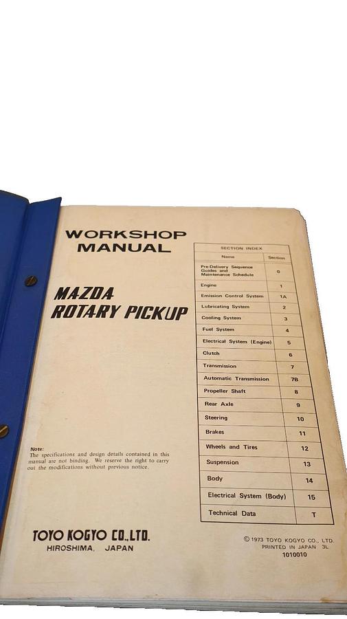 Used MAZDA Rotary Pickup Workshop Manual