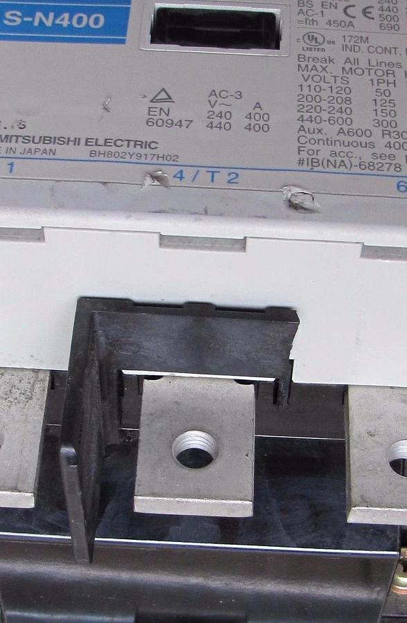 Used MITSUBISHI CONTACTOR S-N400 SN400 BH802Y917H02 200-240V COIL 3P 1PH 3PH 110-600V