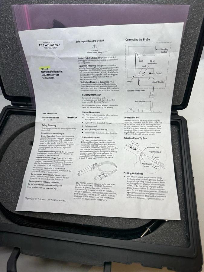 Used Tektronix P80318  Impedance Differential TDR Probe, 174-4879-00 Cable Tex/P80318