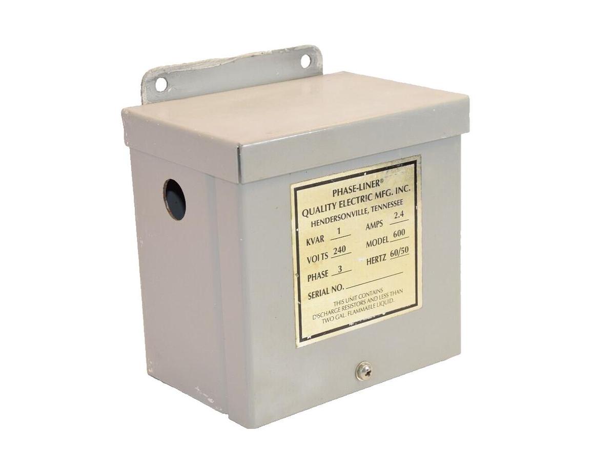Used QUALITY ELECTRIC MFG. INC. Model 600 1KVAR 2.4A 3PH 240V 50/60Hz Phase-Liner