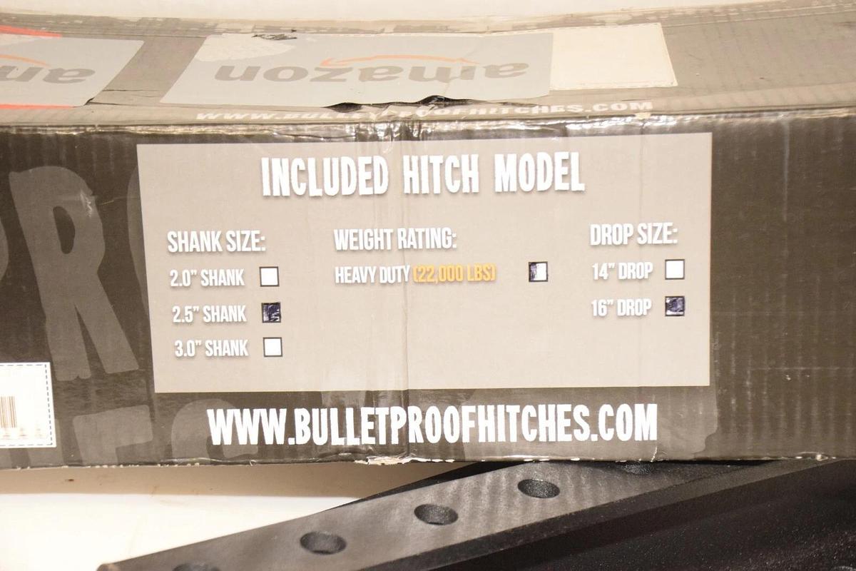 BulletProof Hitches Hitch  2.5" Heavy Duty 22,000lb 16" Drop/Rise Steel (NOS)